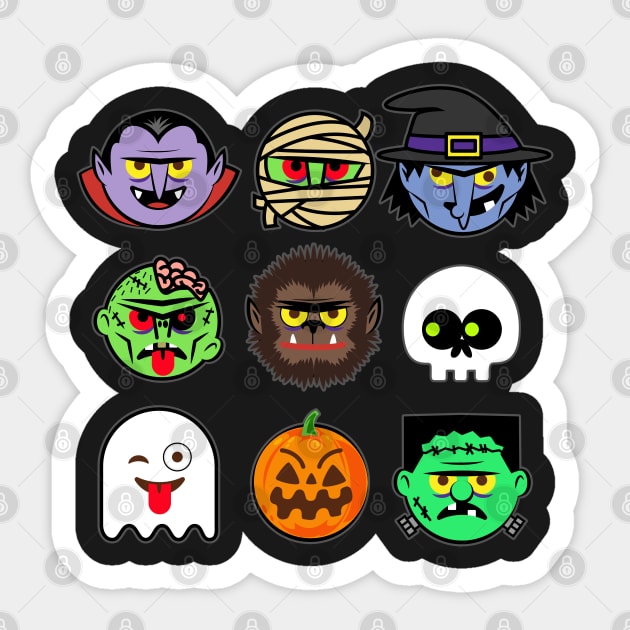 MONSTER FACES Halloween Emoji Shirt Skeleton Dracula Costume Sticker by vo_maria